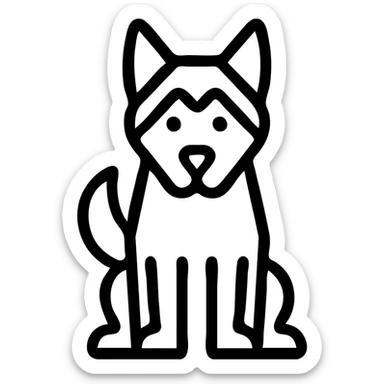 minimalistic icon of a black husky dog, full body, facing forward sticker
