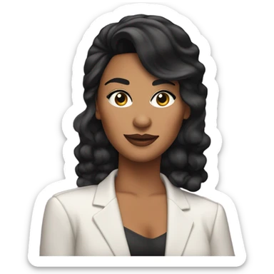 Tanned woman with black hair dressed in 1990s r&b hair, makeup, and attire  sticker