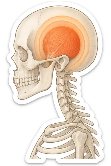 focus su muscolo temporale illuminato con un cerchio sticker