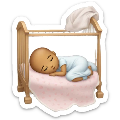 Baby sleeping in its crib sticker