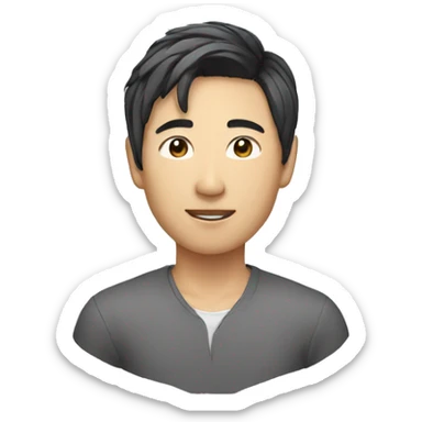 asian male with flow haircut sticker