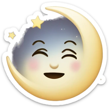 Moon astrology symbol with cute face sticker