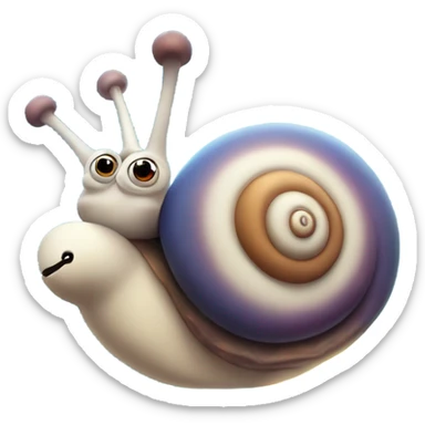A quirky snail with a rocket booster on its shell, leaving a trail of stardust as it zooms forward. sticker