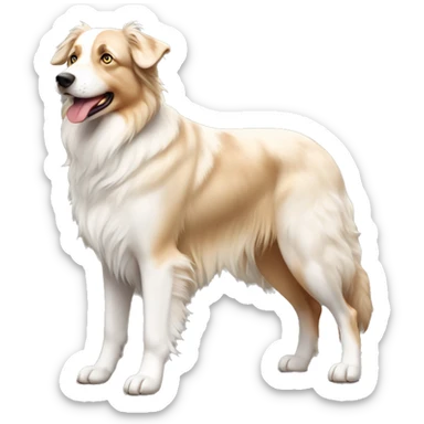 a full body, tan, cream, white Australian Shepard sticker
