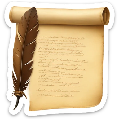 brown Quill pen with parchment scroll sticker