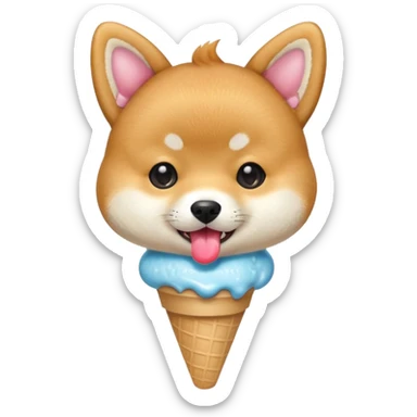 The baby shiba dog with icecream sticker