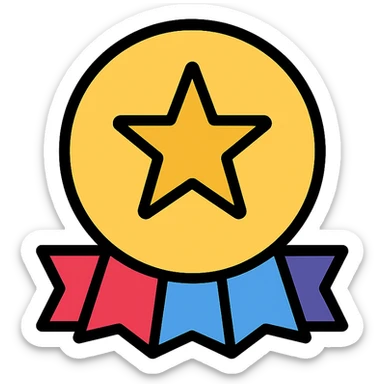 vector icon of a gold fan favorite symbol with multicolor details, elegant and minimalist flat design, isolated on white, award badge style, 2D flat vector, trending icon look, soft shadows, no text, commercial use sticker