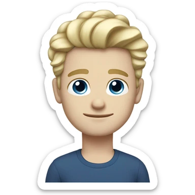 light curl blonde man blue eyed pale skin short side hairs sticker