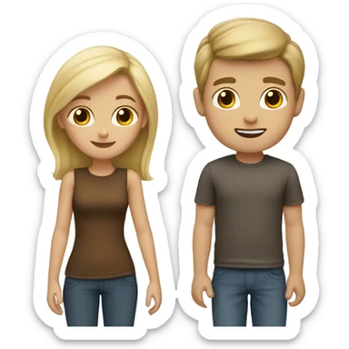 Blonde girl with boy with brow hair  sticker