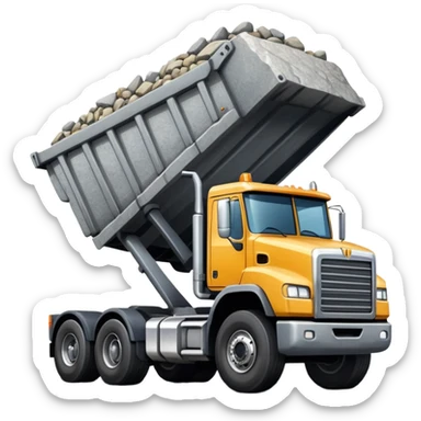 18 wheeler dumping rocks sticker