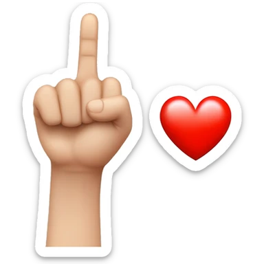 index finger and thumb crossed like a heart referring to kpop culture.  place a red heart just above the crossed fingers sticker