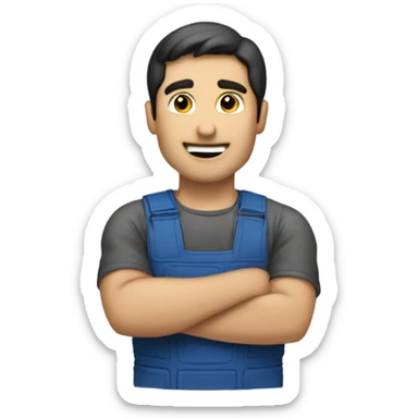 Dark haired man building an above ground po sticker