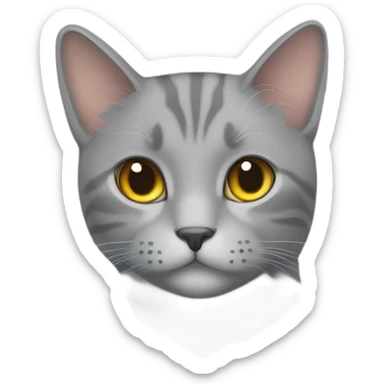 grey cat, with name tag that says: Archi sticker