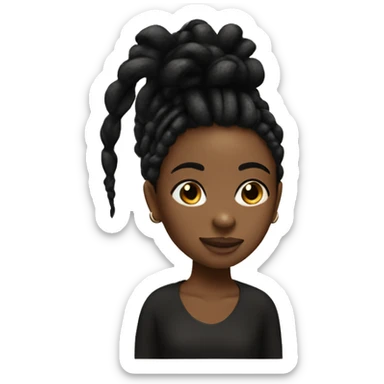 black caramel skin girl emoji with black dreadlocks   sticker