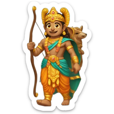 Lord Ram holding his bow with his quiver on his back and walking with Sita sticker