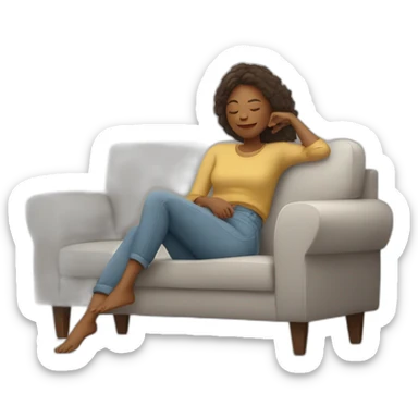 Woman on couch in comfy clothes having a lazy Sunday sticker