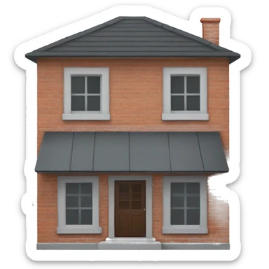 house made of bricks, with dark grey windows and grey flat roof sticker