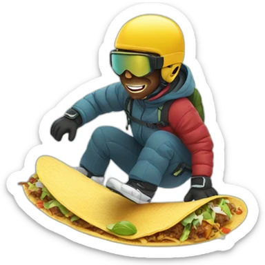 snowboarding while eating a taco sticker