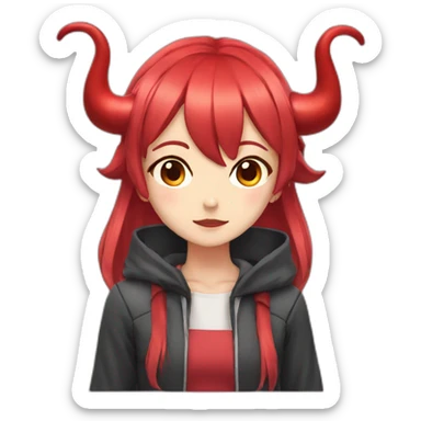 girl with red horns from anime sticker