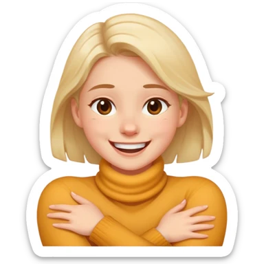 Girl crossing her arms around her neck laughing  sticker