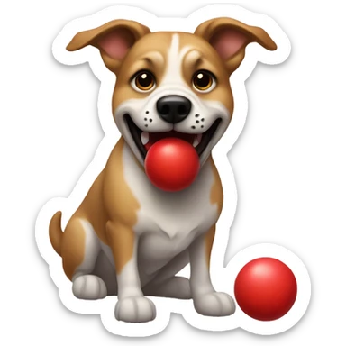 belgan dog with a red ball in the mouth sticker