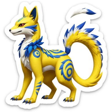 Tribal Tropical Renamon-Zeraora-Bastet-Latias-Vernid-Sergal-fusion-hybrid-creature sticker