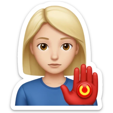 Person pressing button sticker