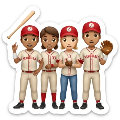 amigos jugando baseball sticker