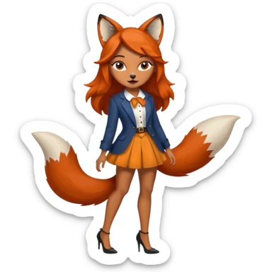 Pretty girl with caramel skin and freckles. Dressed as a fox wearing heels sticker