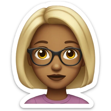 girl with glasses and doe eyes portrait  sticker