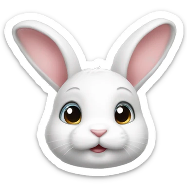 Cute White bunny curious  sticker