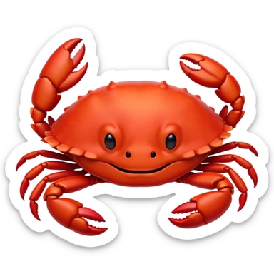 Meme-Worthy Cute Sleeping Red Crab Portrait Emoji, Head resting peacefully with a contented smile, showcasing a robust, vivid scarlet carapace and softly closed eyes in serene slumber, Simplified yet adorably endearing features, highly detailed, glowing with a soft, drowsy ocean light, high shine, relaxed and utterly lovable, stylized with an air of playful laziness, soft glowing outline, capturing the essence of a sleeping red crab that feels destined to become the next viral icon of adorable rest! sticker