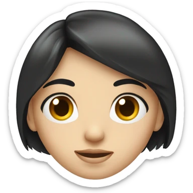 Pale woman with long black hair parted in the middle and hazel eyes sticker