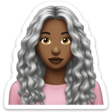 Young Black women lips long hair sticker