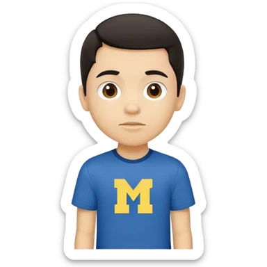 Michigan Go Blue boy brown/black hair light skin sticker