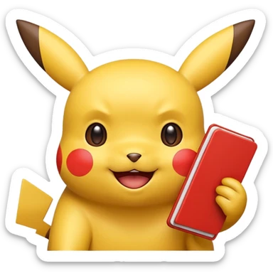 Pikachu as a Rednote app emoji, with a cute, approachable look, simple outlines, and a red detail sticker