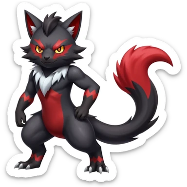 Shiny Dark Badass Handsome Torracat-Zoroark full body sticker