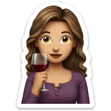 Pretty girl with brown hair sipping on wine  sticker
