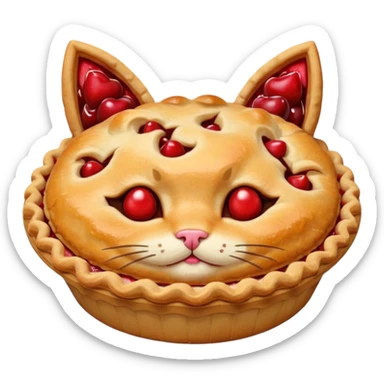 cherry pie with cat ears sticker