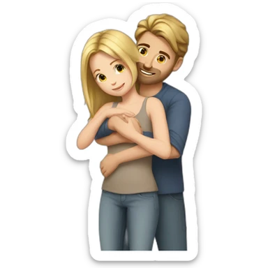 Hug blond girl brown-hair man sticker