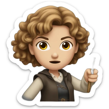 angry hermione granger holding a wand sticker