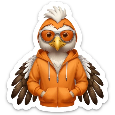 eagle with orange hoodie wearing sunglasses sticker