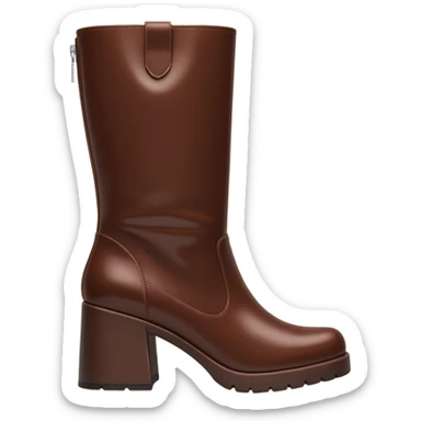 chocolate brown y2k boots block heeled, side zipper sticker