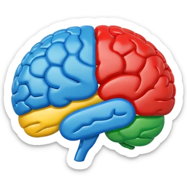 brain emoji in the style and colors of the Google logo, clean and modern sticker