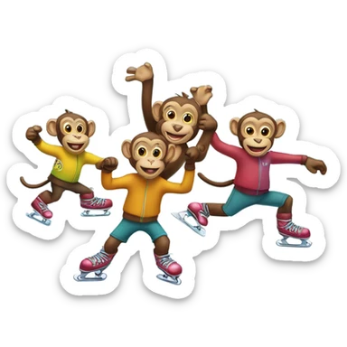 Ice skating monkeys  sticker