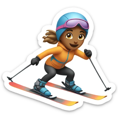 a girl on skis sticker