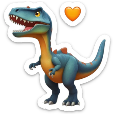 Dinosaurio con corazón naranja sticker