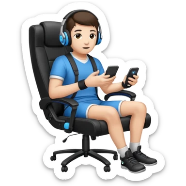 Persona con una silla Gamer auricular Gamer y control de videojuegos sticker