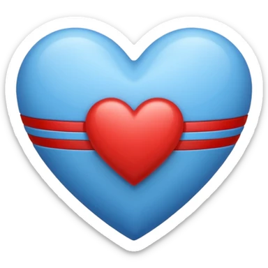 corazon azul y rojo a rayas sticker