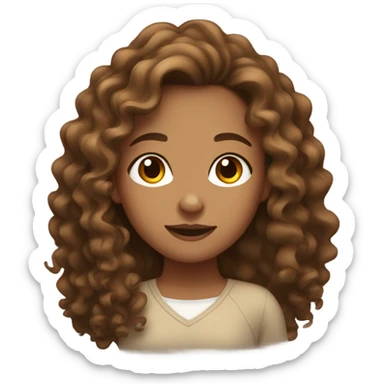 A tan girl, with long brown curly hair  sticker